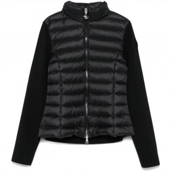 Moncler Women’s Black Quill‑Layered Cardigan, Size XS