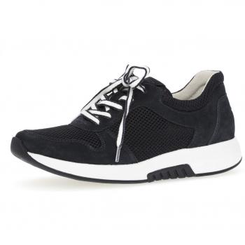 Gabor Rollingsoft Sneaker für Damen, Mesh/Nubuk, Nachtblau, Wechselfußbett 26.946.46 (Größe: 39)