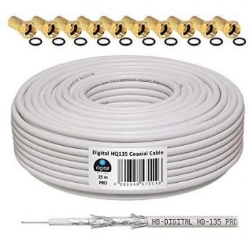 HQ‑135 Pro Câble Sat 25 m avec 10 prises F gratuites