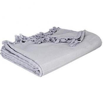 Atmosphera Jeté de lit en Coton 160x220 cm Gris Clair
