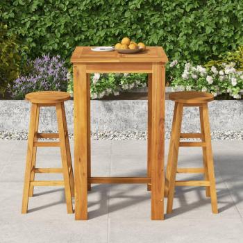 Acacia Wood 3 Piece Garden Bar Set vidaXL