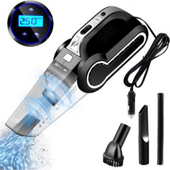 120W Wired Car Vacuum Cleaner with LED Light and Dual Use Tire Inflator
