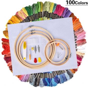 Pulseras bordadas con 134 madejas y juego de agujas