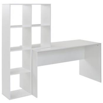 Schreibtisch mit Regal Weiß 170x59x143,5 cm Bürotisch Modern, Laptoptisch mit 6 Ablagen, Homeoffice Computertisch mit Stauraum
