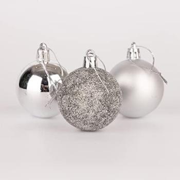 18‑Pack 50mm Silver Shatterproof Christmas Ornaments for Tree