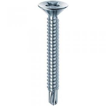 Mustad: 200 viti Drillex® Autoperforanti, Testa Svasata Piana, 4.8x32 mm, Zincate Bianche