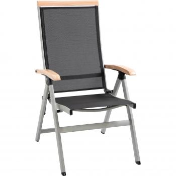 Outsunny Klappstuhl Alu mit Mesh, Schwarz/Silber, 61x64x112cm, Gartenmöbel für Terrasse & Balkon