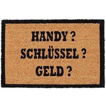 Welcome Mat, Coir Door Mat, No-Slip Outdoor Rug, 40x60 cm, Natural/Black