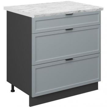 Vicco Unterschrank Fame-Line, 80 cm, Hellblau-Grau, mit Marmor-Arbeitsplatte