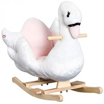 HOMCOM Schaukelwippe Schwan für Kinder rosa, weiß