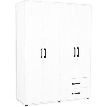 Armario Blanco Compacto 120x41x170 cm: 4 Puertas y 2 Cajones