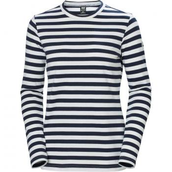 Helly Hansen Camiseta Mujer XL Arctic Ocean, Manga Larga, Azul Marino y Blanco