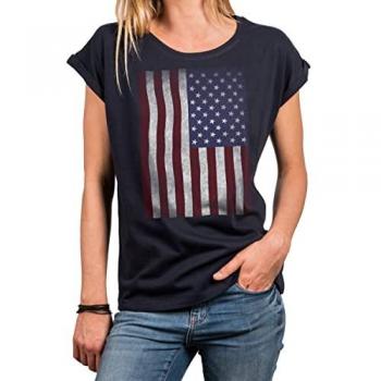 MAKAYA Retro Print-Shirt Damen USA Flagge