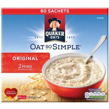 Quaker Rolled Oat So Simple Original Porridge Whole Grain Sachets Pack 60 x 27g