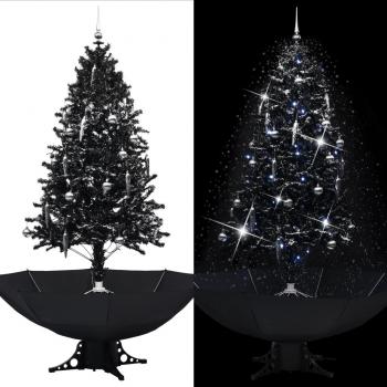 VIDAXL Albero di Natale, Albero effetto Realistico con Nevicata e Base ad Ombrello Nero 190cm pvc