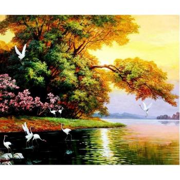 Cross Stitch Sunset Over Water Diamond Painting 20X30CM