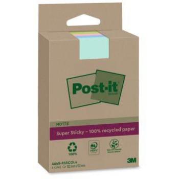 3M Haftnotizblock Post-it Haftnotiz 4645-RSSCOL4 102x152mm 45Bl. sort. 4St