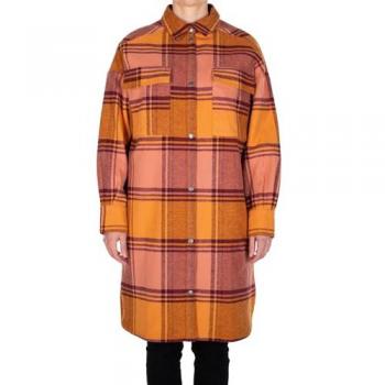 Veste Longue à Carreaux pour Femme Maroon