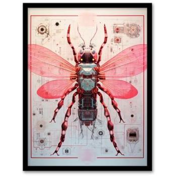 Futuristic Red Spy Flycam Secret Design Wall Art