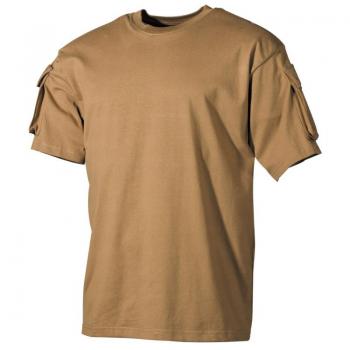 MFH Halbarm T-Shirt, US-Stil, Coyote Tan, mit Taschen