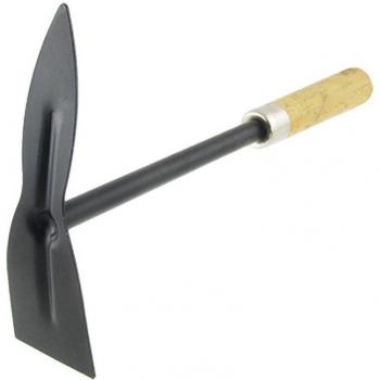 Houe de jardin noir, manche en bois et support en métal