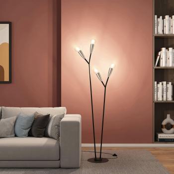 Lucande Carlea 4-Lampe Lampadaire Noir‑Nickel