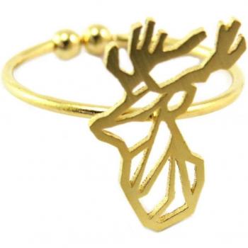 Cervo Origami Oro 15×12 mm, Anello Artigianale