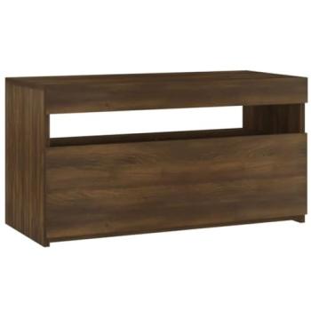 Salon & Chambre : Meuble TV Buffet en chêne, 75×35×40 cm, lumières LED intégrées