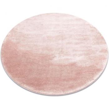 Tapis rond en peluche rose 120 cm imitation fourrure de lapin