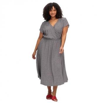 Wickelkleid von Sheego, große Größen, schwarz-weiß gemustert, mit Alloverdruck, Gr. 52