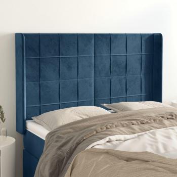 VidaXL Kopfteil Dunkelblau Samt 147x16x118/128 cm