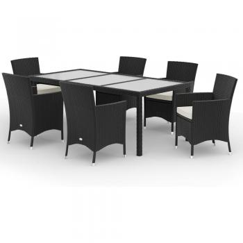 Set da giardino in polyrattan 7 pezzi con tavolo e sedie impilabili