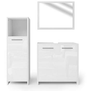Set Kiko di mobili bagno Vicco, 3 parti, Bianco lucido