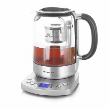 Emerio WK-122248 Bollitore elettrico 1,7 L 2200 W Acciaio inossidabile, Trasparente, Senza BPA, con display Argento e Nero