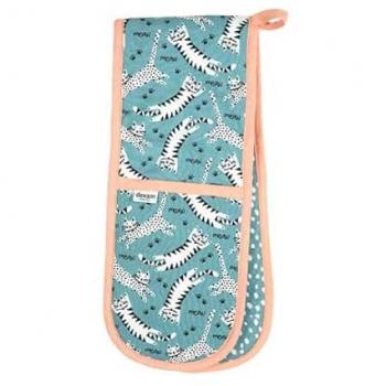 Recycled Cotton Meow Double Oven Glove Blue