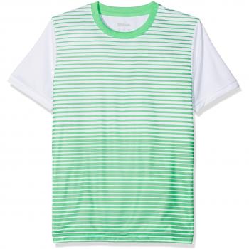 Wilson T-shirt de Tennis Enfant à Manches Courtes, B TEAM STRIPED CREW, Polyester, Vert