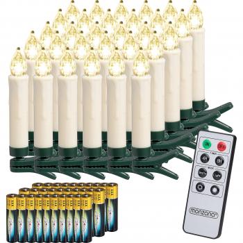 Monzana Set de 20 Velas LED inalámbricas con Control remoto Temporizador 8 funciones y pilas incluidas