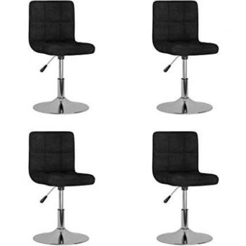 VidaXL Sillas de comedor giratorias 4 unidades tela negro