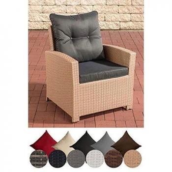 Chaise de Jardin Fisolo avec Coussin Sable/Anthracite