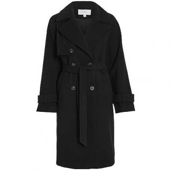 VILA Women's Black Vilandra Long Coat