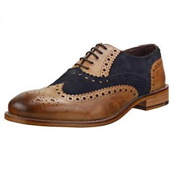 London Brogues Men's Gatsby Tan Leather Brogue Shoes Size UK 9