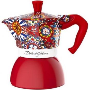 Cafetera Italiana Bialetti MOKA D&G 4 Tazas – Acero Inoxidable Rojo