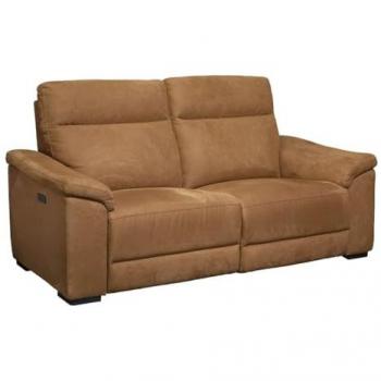 Canapé Relax Stanley 3 places tissu microfibre peau de pêche cognac