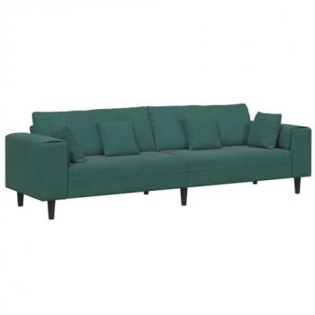 Sofá moderno de terciopelo con almohada verde oscuro 208 cm