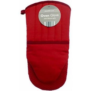 Red Silicone BBQ Gloves with Chevron Design