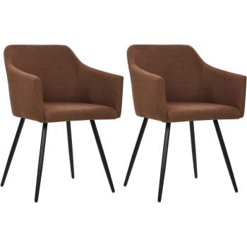 Sleek Brown Poly Chair Set – 2 Pieces, Metal Construction