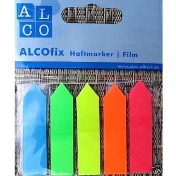 Alco Haftnotiz Haftmarker ALCOfix Pfeil 50x12 mm, 5 Farben, je 25 Stück (12 x 50 mm)