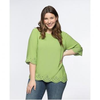Blusa de mujer con textura de encaje en mangas
