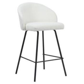 Chaise de Cuisine 'Juni' en Boucle Blanc, H87 x L52 x P51 cm