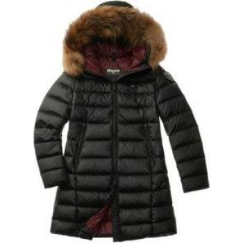 Kids' Casual Black Quilted Hooded Long Coat with Fur Trim by Blauer, Age 10Y